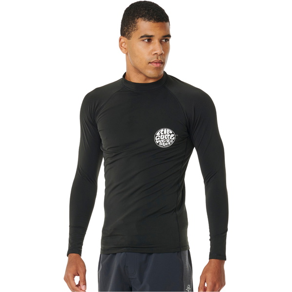 2025 Rip Curl Hombres Iconos UPF Cepillado Chaleco De Lycra De Manga Larga 153MRV - Black